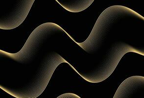 Gold abstract dynamic line wavy glowing on dark background. Vector illustration