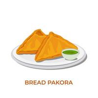 Bread pakora indian snack evening tasty delicious meal illustration art design vector