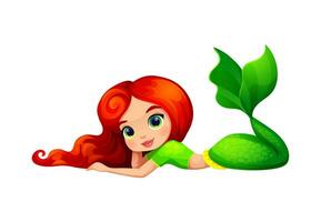 Mermaid, cartoon girl character, cute sea princess vector