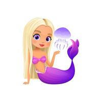 Cartoon mermaid character, cute girl fish princess vector