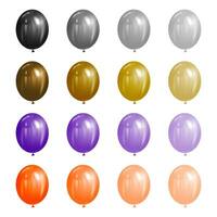 set of colorful balloons isolated. realistic vector illustration for party halloween