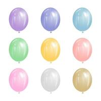 set of rainbow pastel color balloons isolated vector illustration