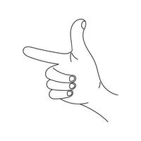 Hand gestures. Point your finger to the left. line vector illustration on a white background.