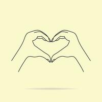 gesture of love this is raising hands by making heart shape hand i love you icon logo vector design isolated on a cream colored background.