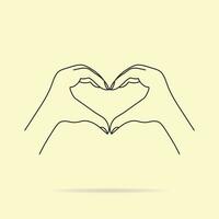 gesture of love this is raising hands by making heart shape hand i love you icon logo vector design isolated on a cream colored background.