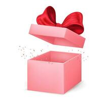 rosado abierto regalo caja. Perfecto para cumpleaños o fiesta regalo. presente paquete. vector ilustración