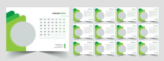 Calendar 2024 week start Monday corporate design planner template vector