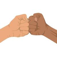 Two fists bumping together. Fists clashing. Vector illustration