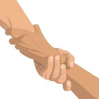 Flat design of two hands symbol of helping each other vector