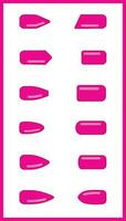 Vector shapes of different fashion pink nails, fingernails design mock up templates