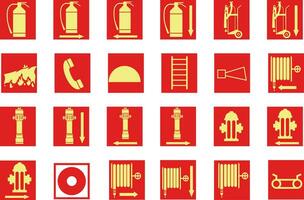 SET of signs ICONS fire and emergency vector