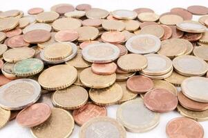 euro coins on white background photo