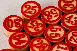 a close up of red rubber numbers photo