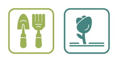 Gardening Tools and Tulip Icon vector