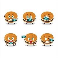 Photographer profession emoticon with dorayaki cartoon character vector