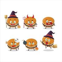 Halloween expression emoticons with cartoon character of dorayaki vector