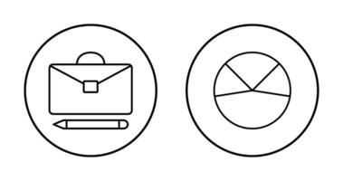 briefcase and pie chart analysis Icon vector