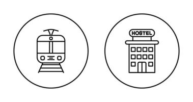 Tram and Hostel Icon vector