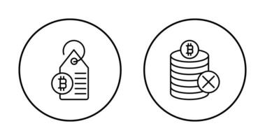 no aceptado y bitcoin etiqueta etiqueta icono vector