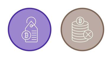 Not Accepted and Bitcoin Label Tag Icon vector