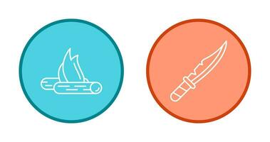 Bon Fire and Knife Icon vector