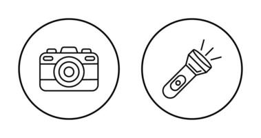 cámara y destello ligero icono vector