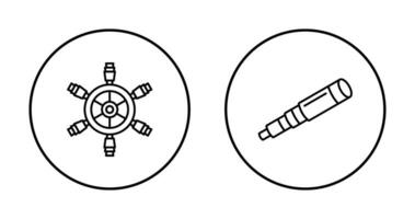 Embarcacion rueda y binocular icono vector