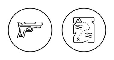 pistola y tesoro icono vector