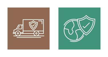 Delivery Truck and Worldwide Security Icon vector