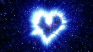 astratto blu amore cuore fatto di piccolo luminosa raggiante particelle di energia festivo sfondo per San Valentino giorno video