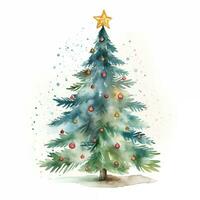 Watercolor illustration of a Christmas tree. Isolated clipart on white background. Generative AI photo