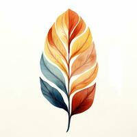 Bright watercolor autumn leaf. Illustration, single element on white background. Generative AI photo