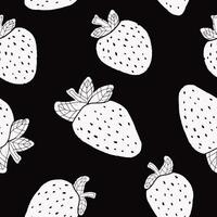 seamless pattern with strawberries on black background vector