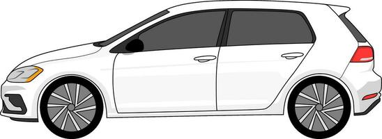 Colored vector sideview of compact family car. 2D flat vector of SUV hatchback compact small city car in white color.