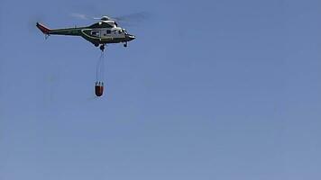 Helicopter wildfire. Forest fire video