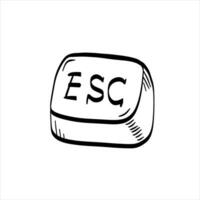 Esc Button Icon. Hand drawn Control key. Simple keyboard button for cancel, exit. Black and white illustration vector