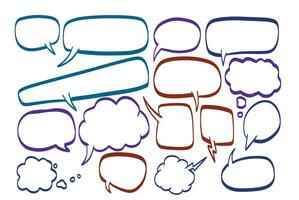 Comic Speech Bubble Illustration. Set of Dialog cloud. Message and communication. Cartoon talk balloon for chat text. Empty sketch element, doodle shape vector