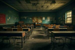 New Empty classroom. Generate Ai photo