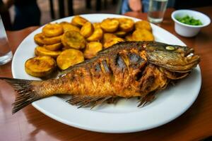 candente pescado Fresco alimento. generar ai foto