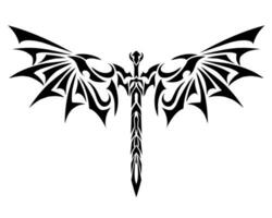 graphic vector illustration of design tribal art sword with dragon wings