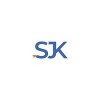 sjk logo diseño, o sjk logo diseño icono con negro y blanco fondo vector