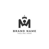 M Logo design And nagative space O with crowen icon and man icon clothing brand logo vector