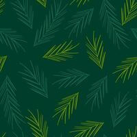 Abstract monochrome green Christmas tree seamless pattern. Spruce branches. For wallpaper, fabric, wrapping, background vector