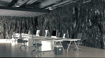 modern office interior with rock feature photo