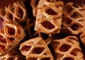 antecedentes de galletas con arándano rojo mermelada. galletas con arándano rojo mermelada. foto