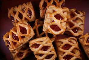 antecedentes de galletas con arándano rojo mermelada. galletas con arándano rojo mermelada. foto