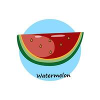 Flat simple illustration of watermelon slice. vector