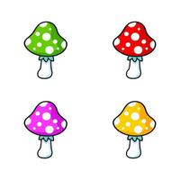 Mini set of illustrations of fly agarics. vector