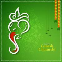 Religious Happy Ganesh Chaturthi Indian festival celebration card vector