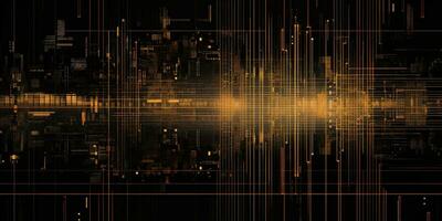 Generative AI, abstract golden and black colors background, data visualization or stock market charts concept photo